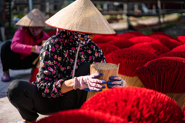 Closeup Shot Aroma Stick Factory Near Hanoi Vietnam