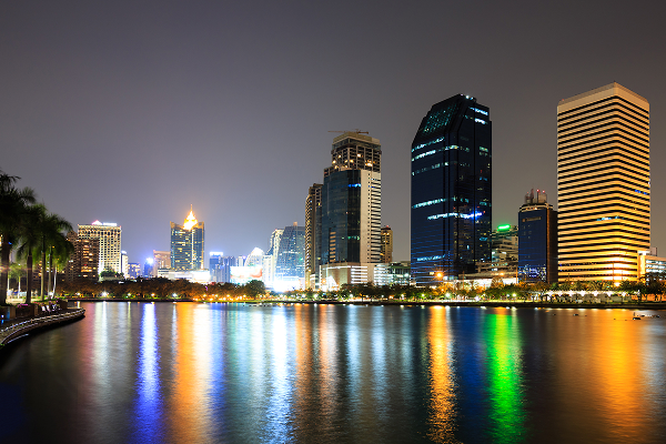 Modern Business Area Night Bangkok Thailand